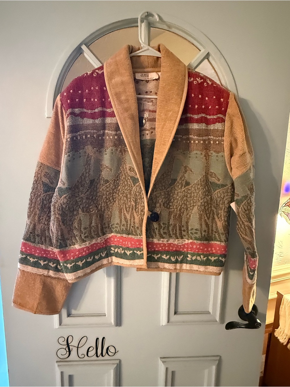 Anu by Natural Women's Small Jacket tapestry large safari giraffe new animal